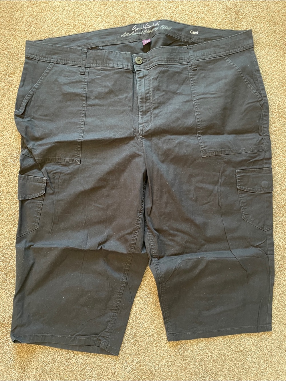 Women's Black Cargo Capri